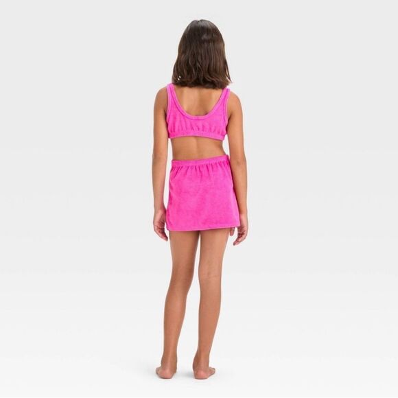 NWT Art Class Medium (8) Solid Pink Terry Cover Up Dress Swim Cut Out - Picture 4 of 6